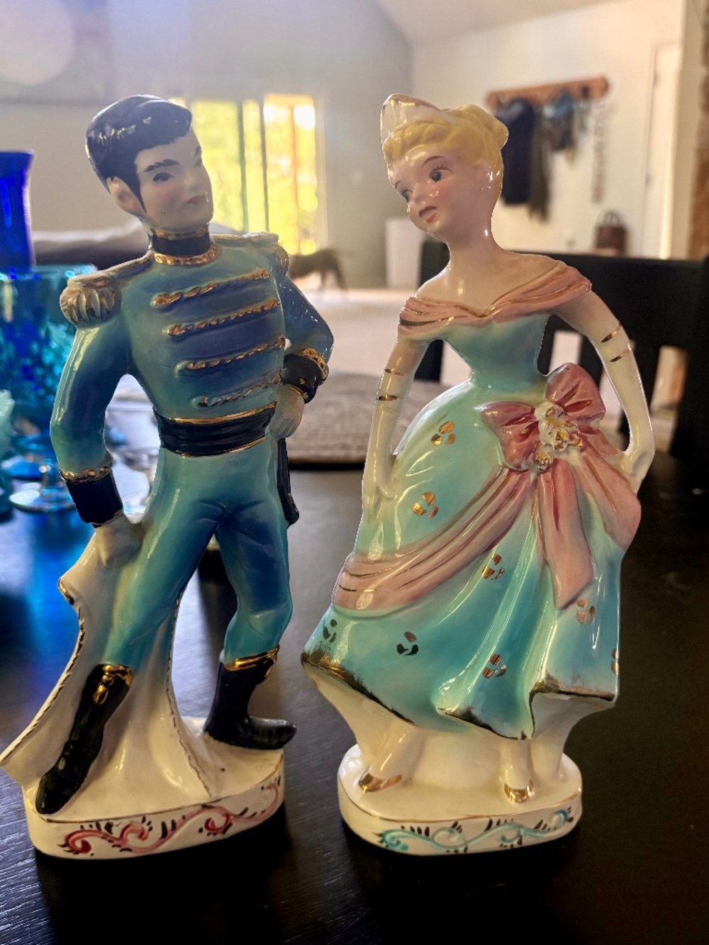 MCM Kreiss Japan Porcelain Royal Prince & Princess Figurine Matching Pair Set